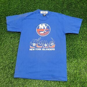 Vintage 90s New-York Islanders Shirt S/M 17x25 Blue Hockey